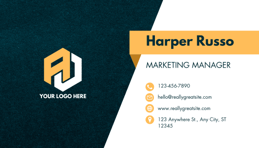 Carte de Visite Professionnelle – Design Simple Bleu Marine & Jaune