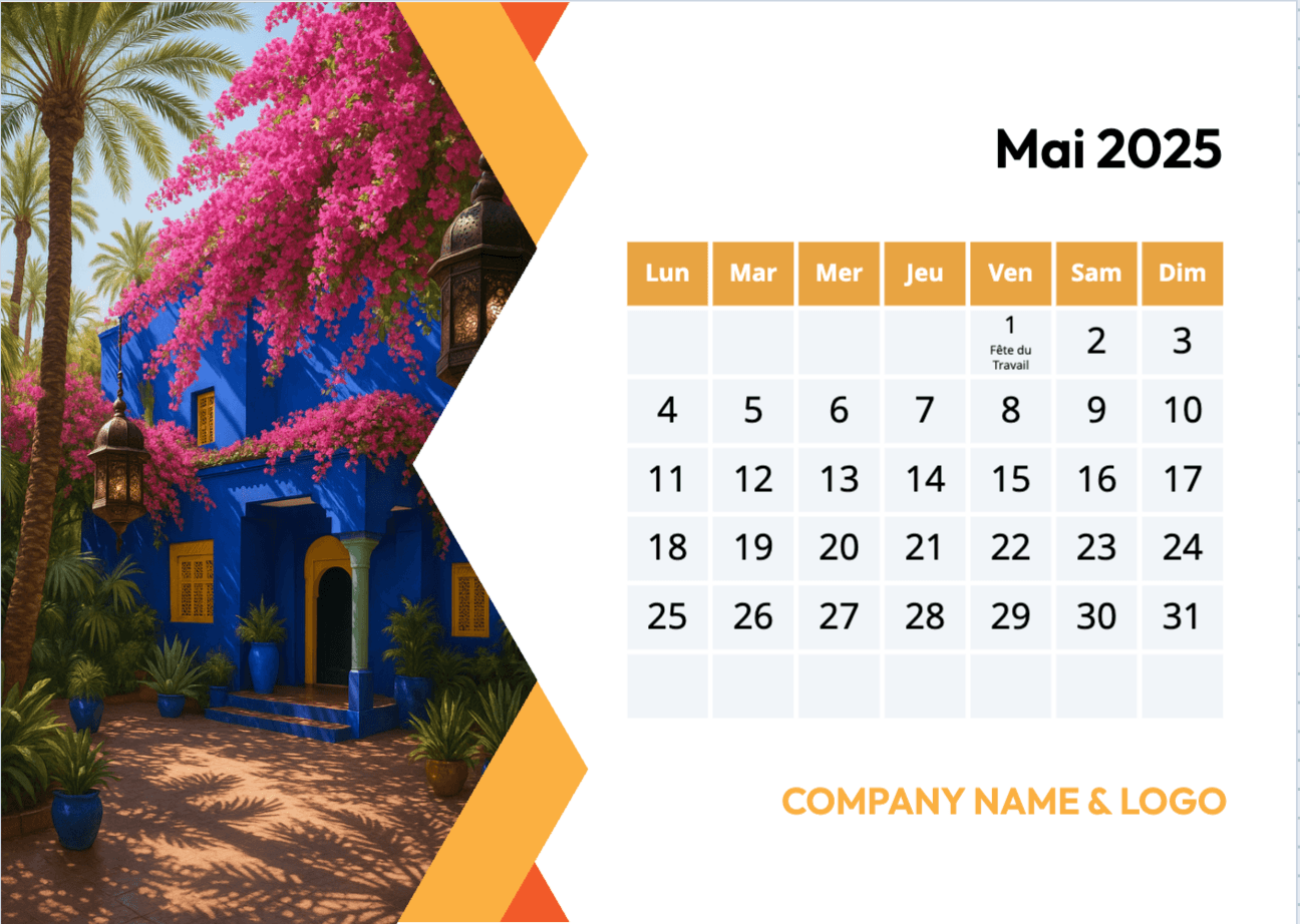 Calendrier Bureau – Design sobre et professionnel