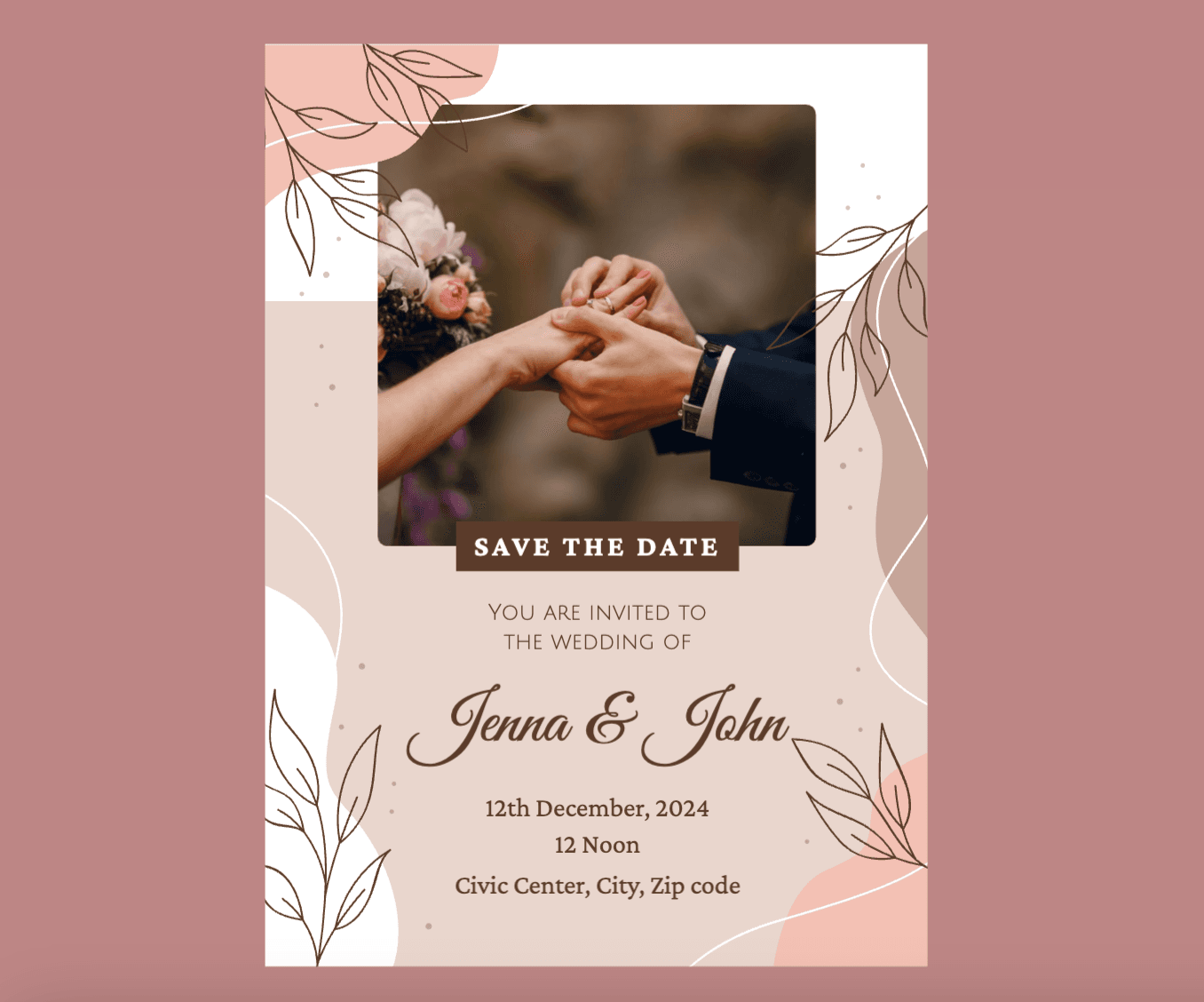 Faire-part de Mariage Élégant – Design Minimaliste & Romantique